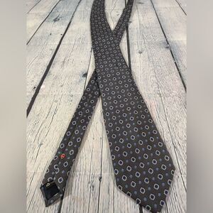 Ermenegildo Zegna Gray Blue Micro Geo Silk Jacquard Classic Academia Preppy Tie